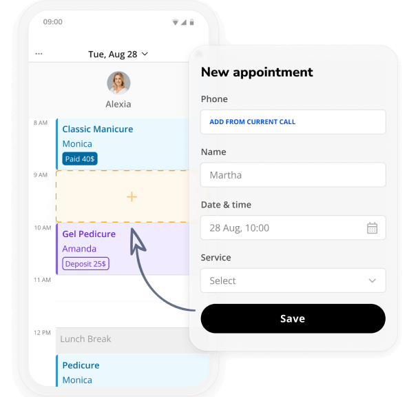 add appointments with nail salon appointment app