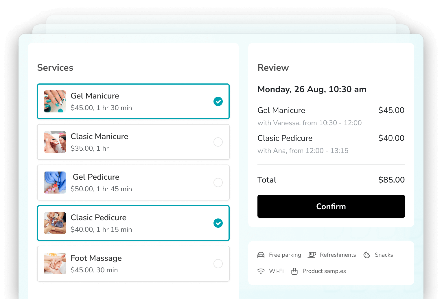 nail salon appointment booking system - self-booking