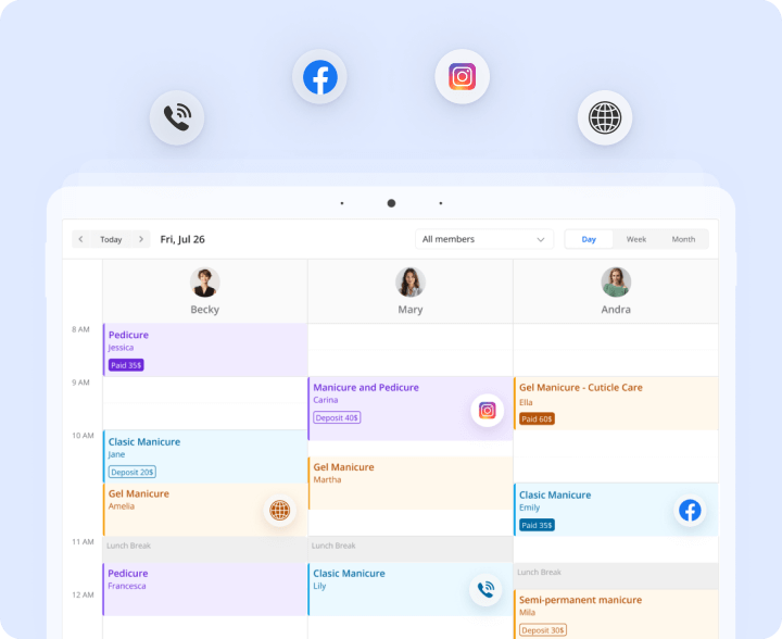 nail salon appointment software - view all appointments in one place