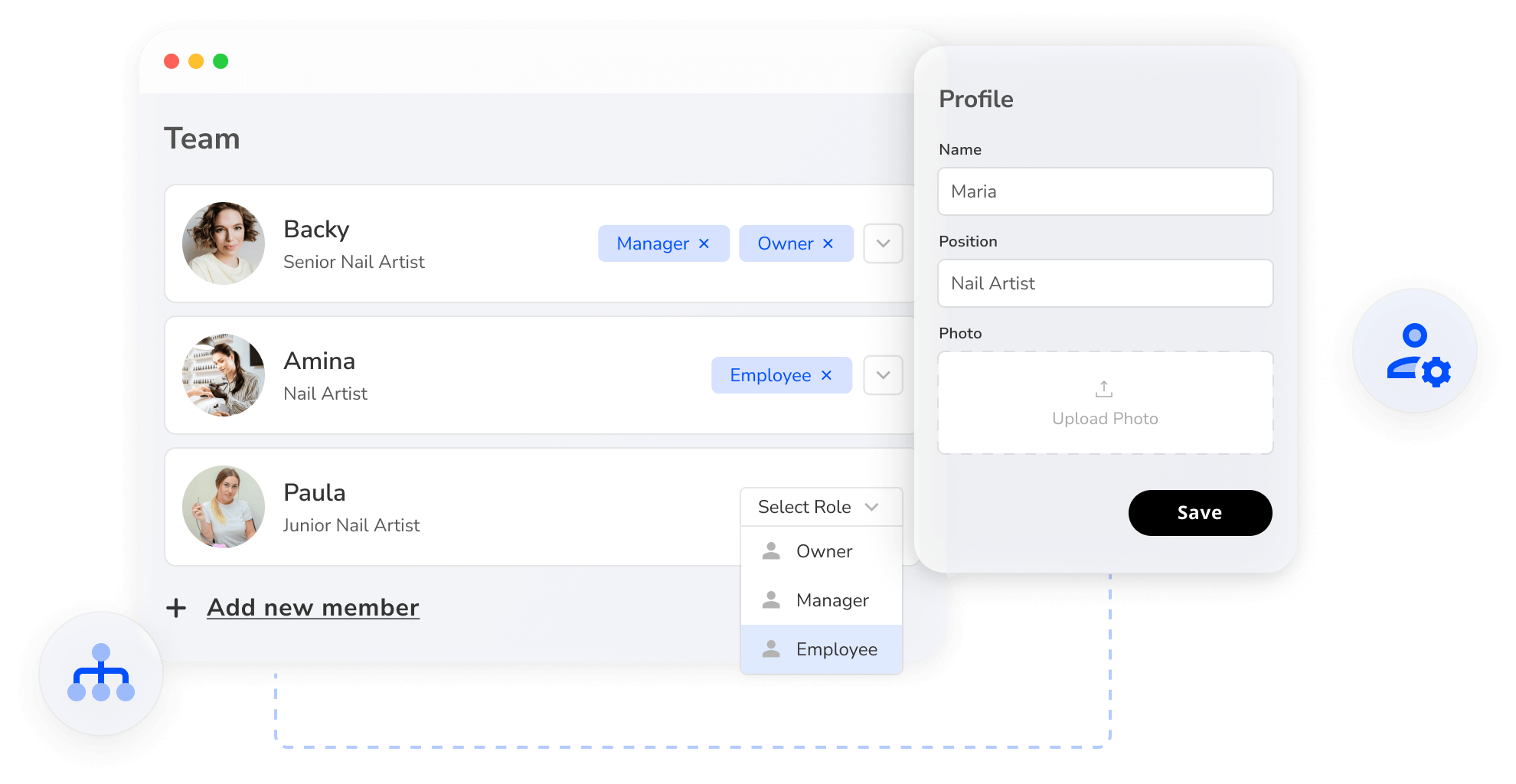 integrated team management with nail salon appointment booking software