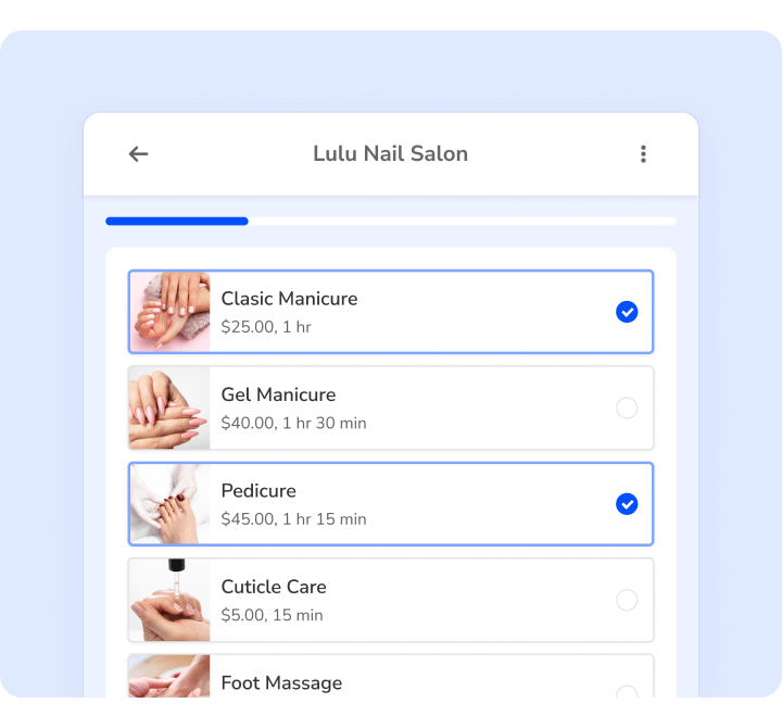 nail salon bundle booking - book multiple services at a time