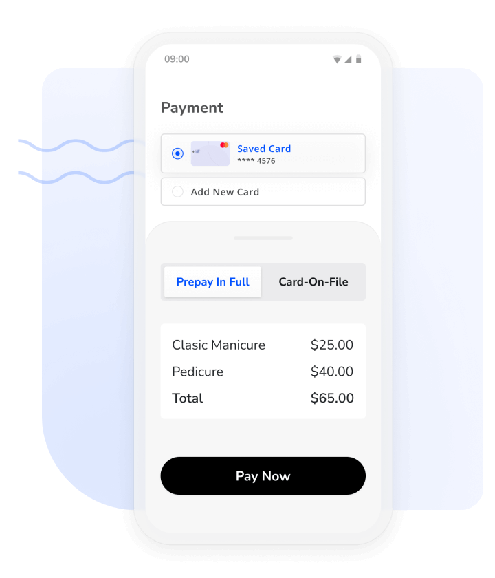 nail salon prepayment & card-on-file