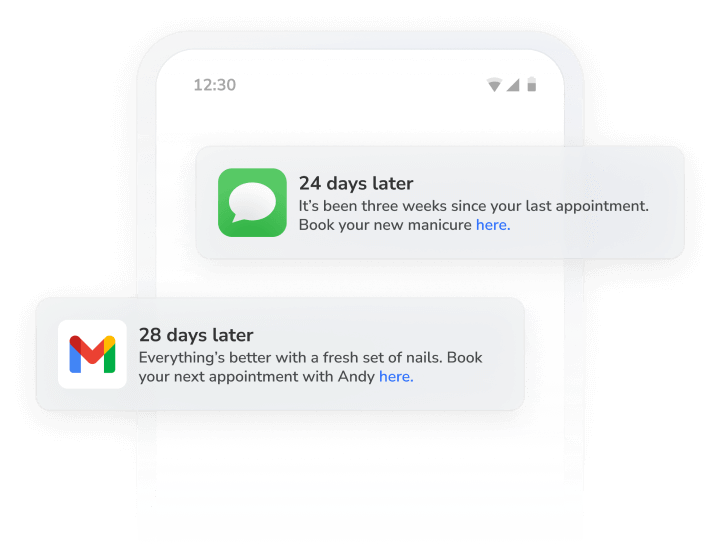 nail salon appointment booking app - SMS booking links