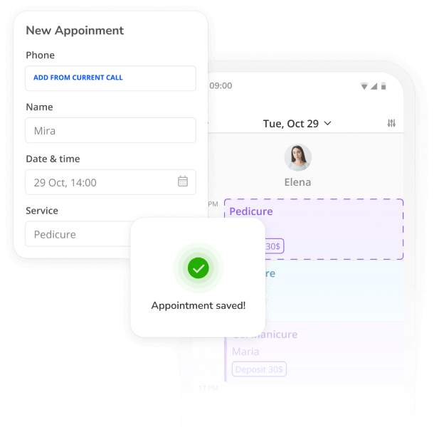 nail salon online booking software - add appointments on smartphone