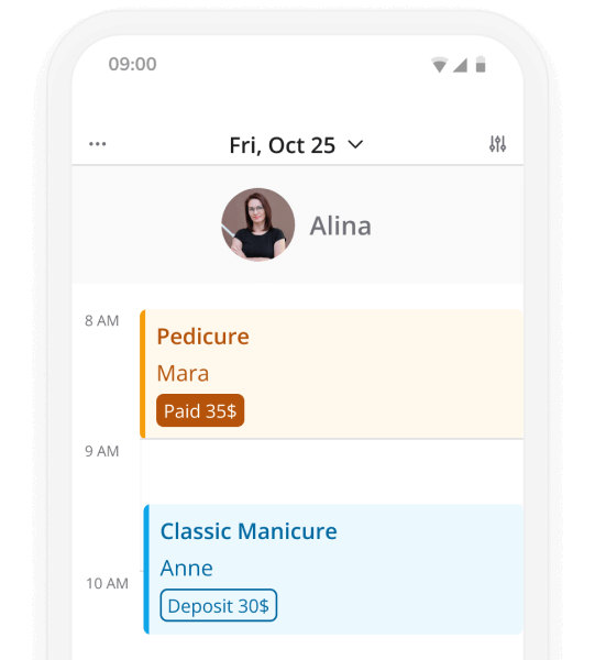 nail salon appointment booking software on your smartphone