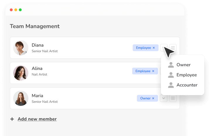 nail salon team management booking system