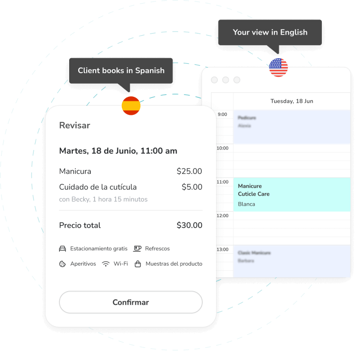 multilingual booking software for nail salons