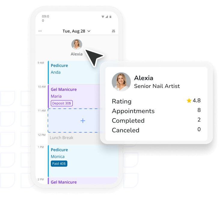 nail salon software team management