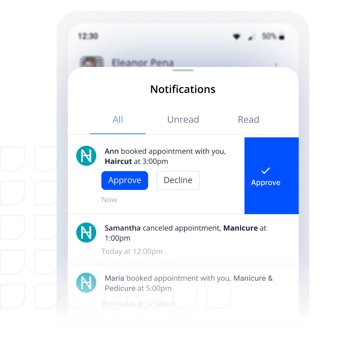 synced calendar for salon staff