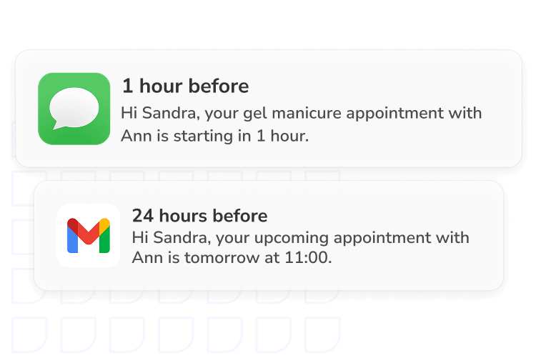 appointment reminder sent via salon booking system