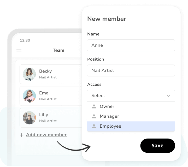 mobile booking dashboard for a small team