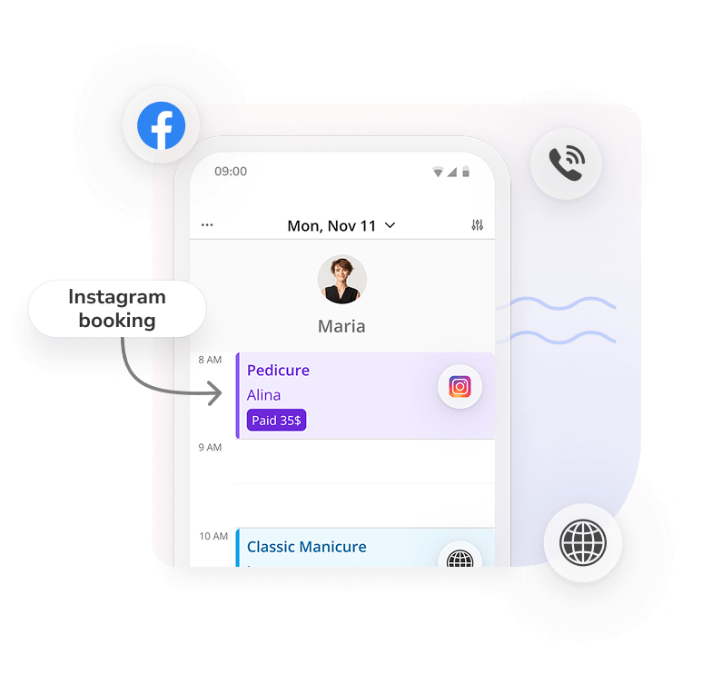unified booking options in salon software interface