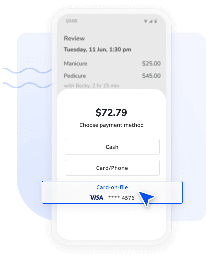 efficient checkout for nail salons with card-on-file
