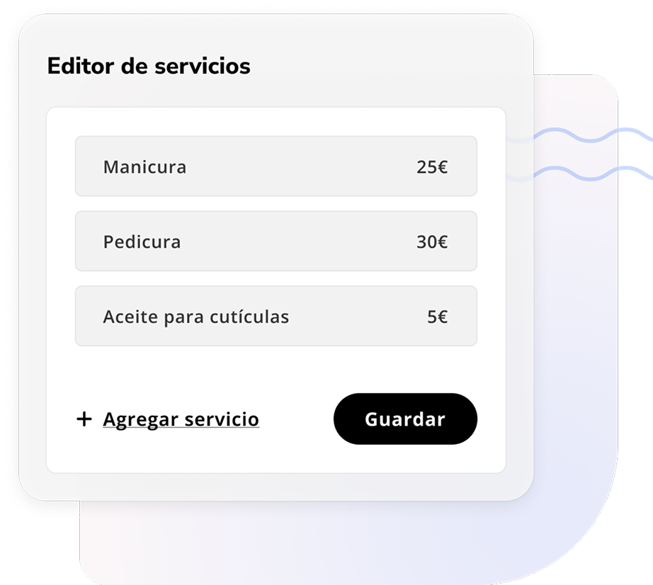configuración de servicios y precios