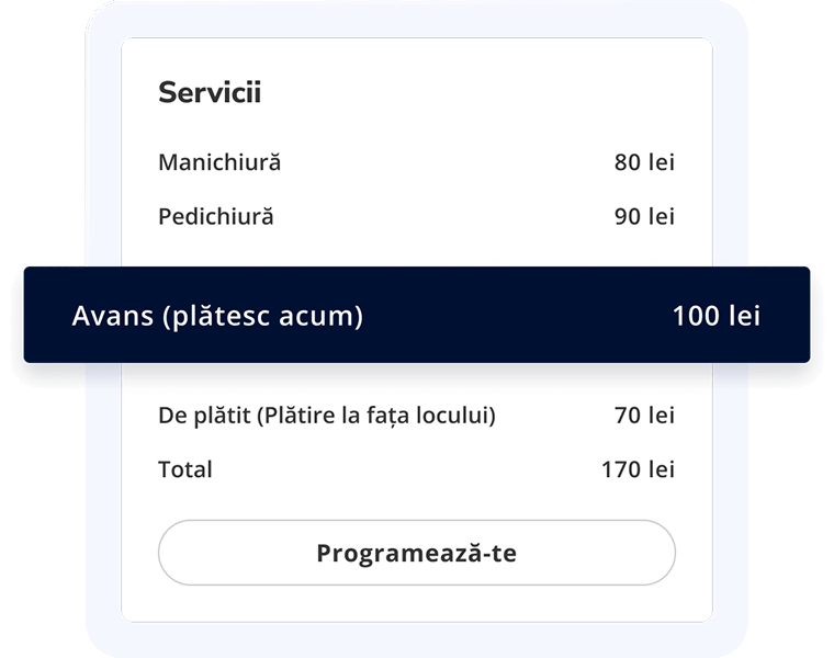 avansuri pentru prevenirea neprezentărilor la salonul de unghii