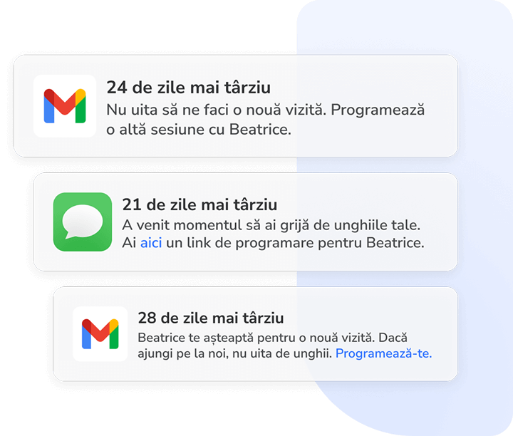 notificări automate pentru programări la salonul de manichiură